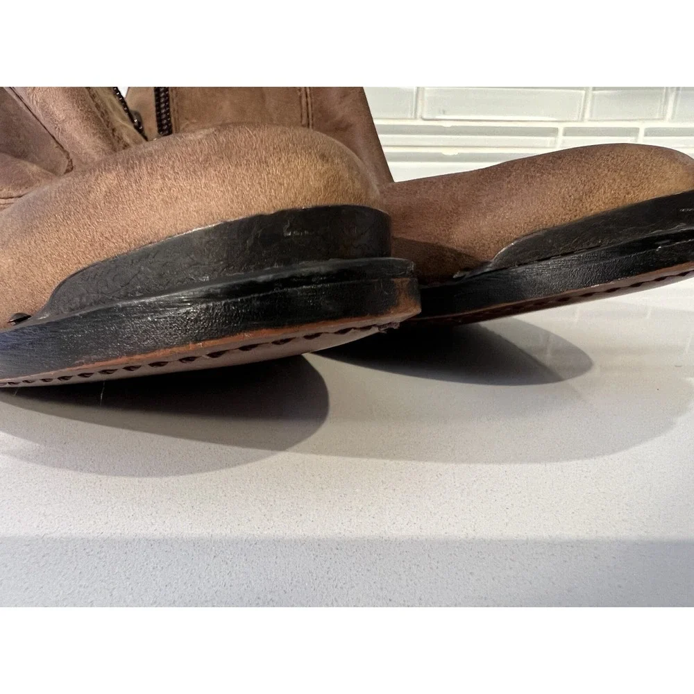 Durango Women's Side Zip Motorcycle Ankle Boots RD860 Brown/Tan Size 7.5 M